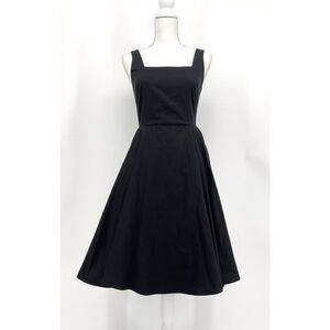 Yuan Lyu Cotton Fit And Flare Circle Skirt Dress Pockets Black Womens Size XS